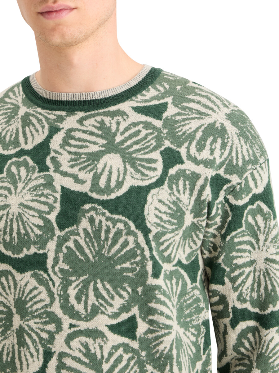 suéter jacquard con hombros caídos