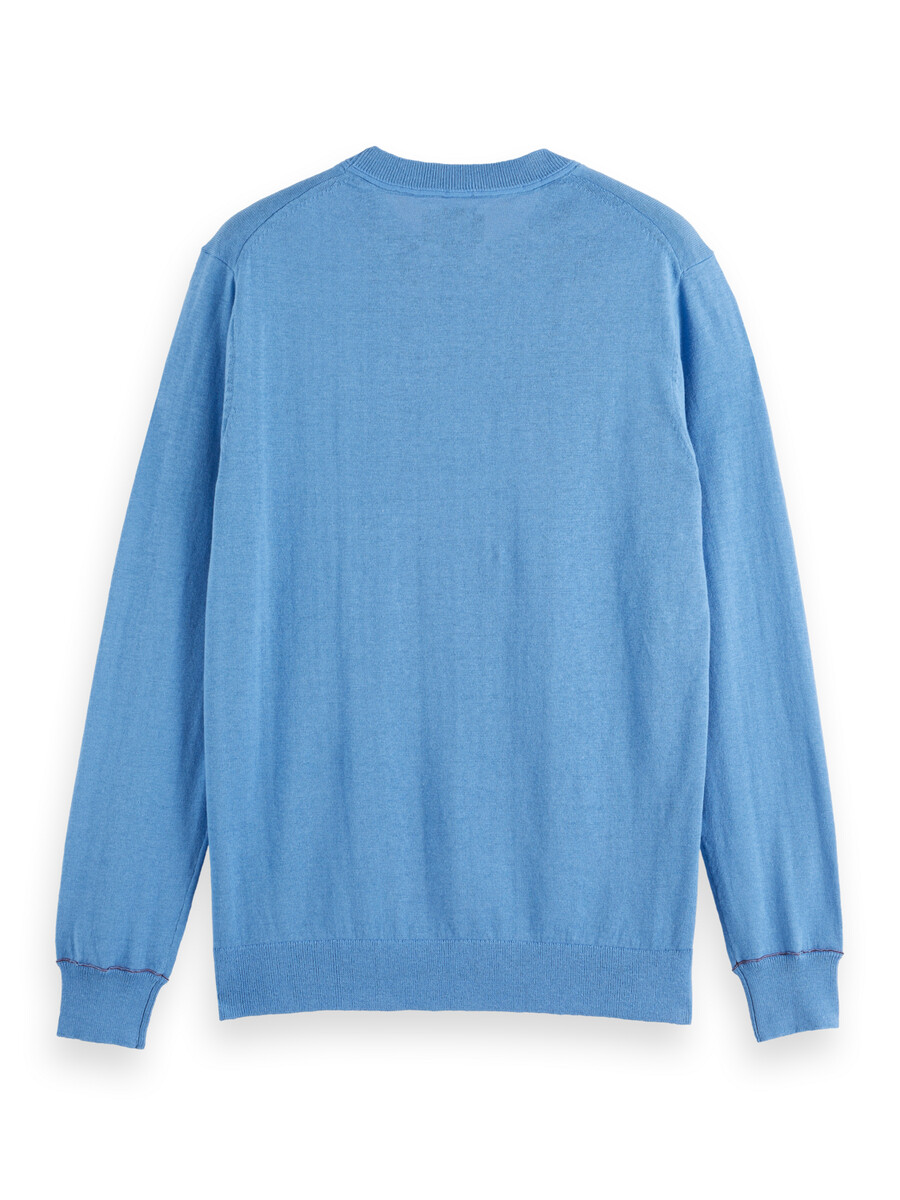 jersey de cuello redondo de corte regular en mezcla de lino