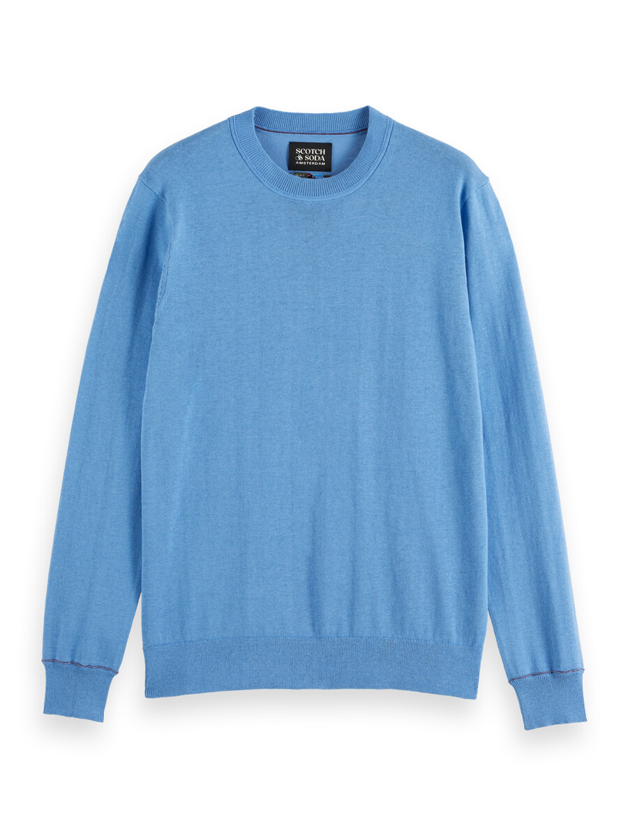 jersey de cuello redondo de corte regular en mezcla de lino