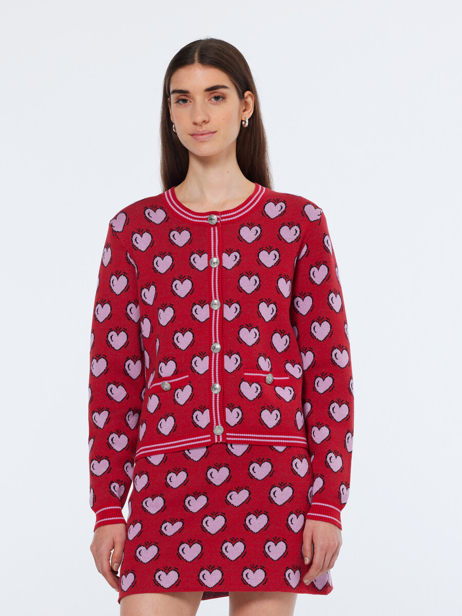 cárdigan con estampado de corazones de scotch soda x burton morris