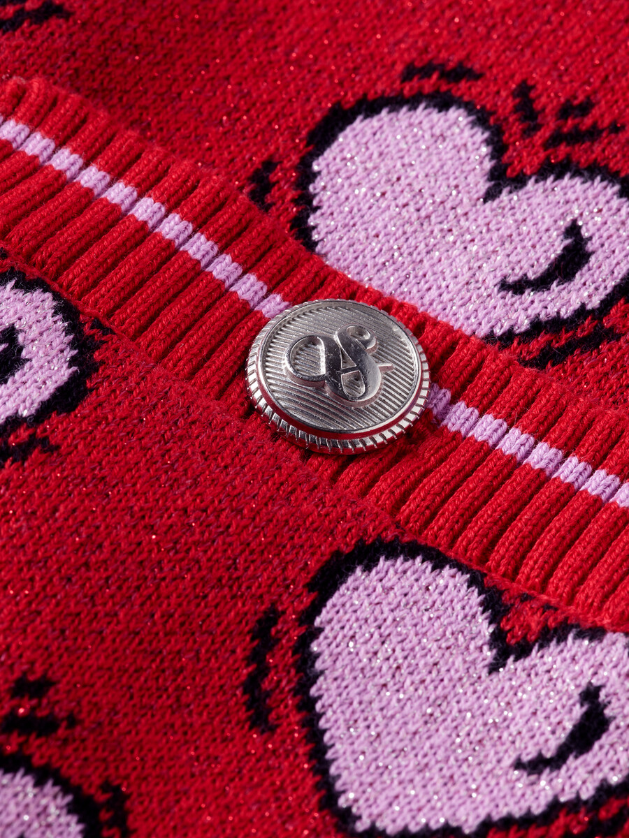 cárdigan con estampado de corazones de scotch soda x burton morris