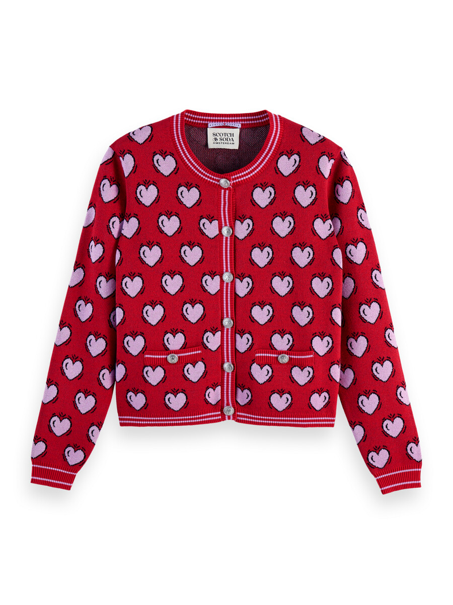 cárdigan con estampado de corazones de scotch soda x burton morris