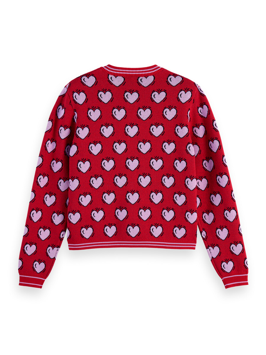cárdigan con estampado de corazones de scotch soda x burton morris