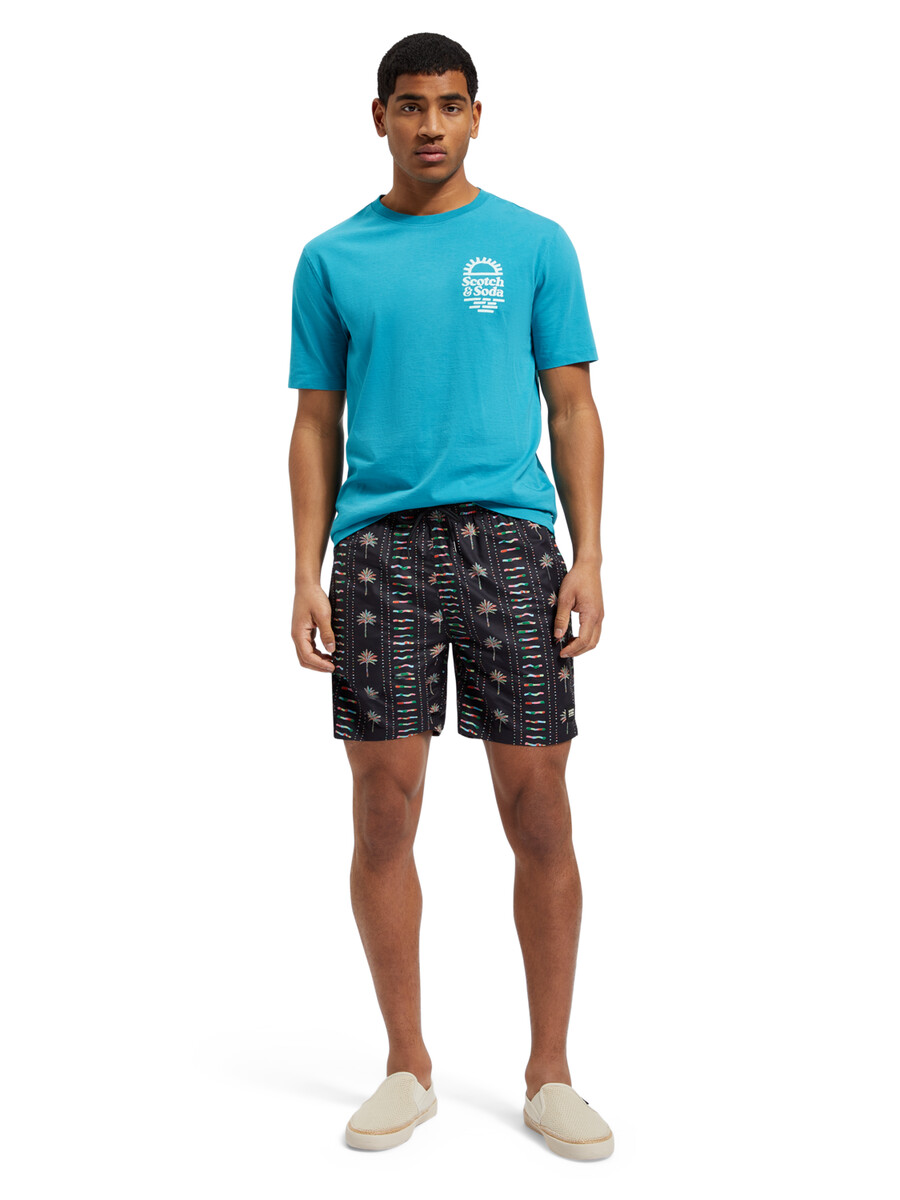shorts de baño de longitud media con estampado integral