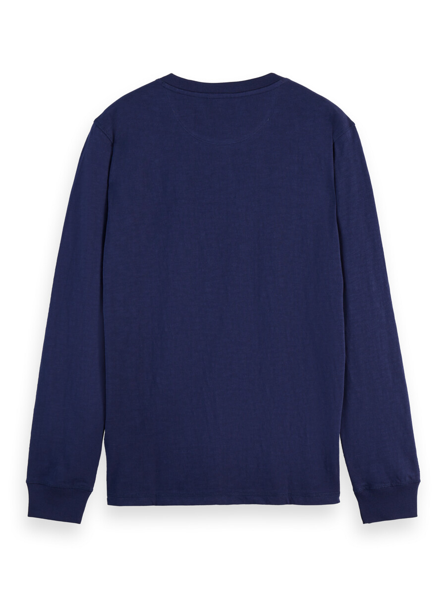 camiseta de manga larga de corte regular con cuello henley flameado