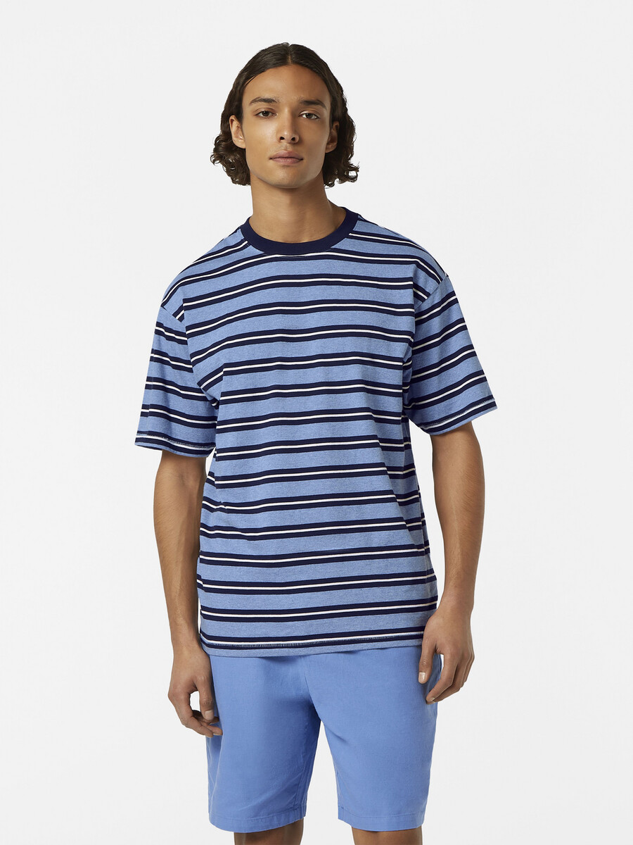 camiseta de rayas de corte relajado teñida en hilo