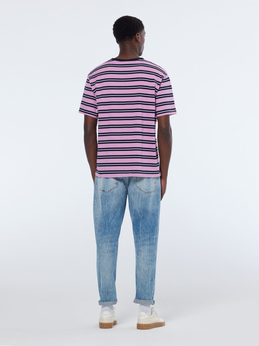 camiseta de rayas de corte relajado teñida en hilo