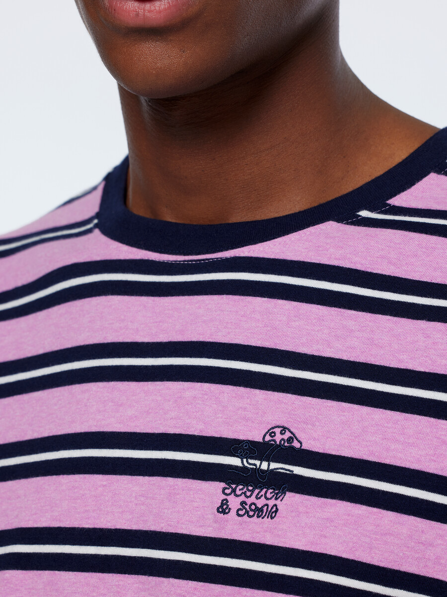 camiseta de rayas de corte relajado teñida en hilo