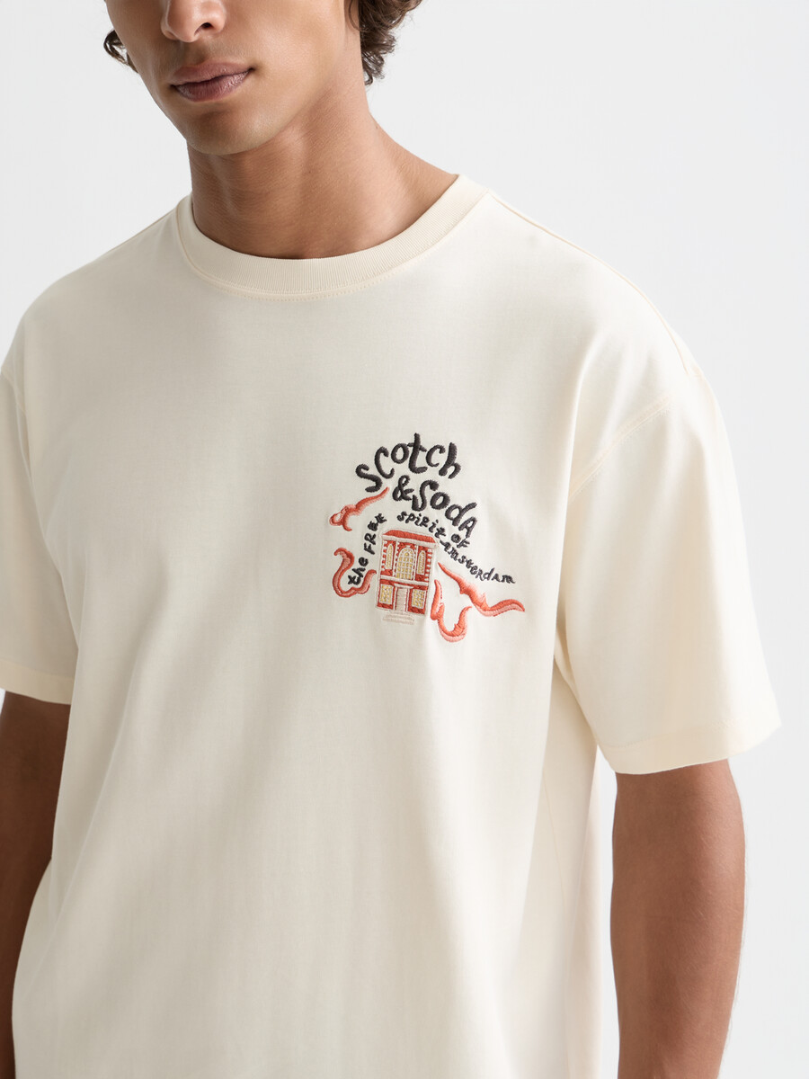 camiseta bordada de corte relajado del 40.º aniversario