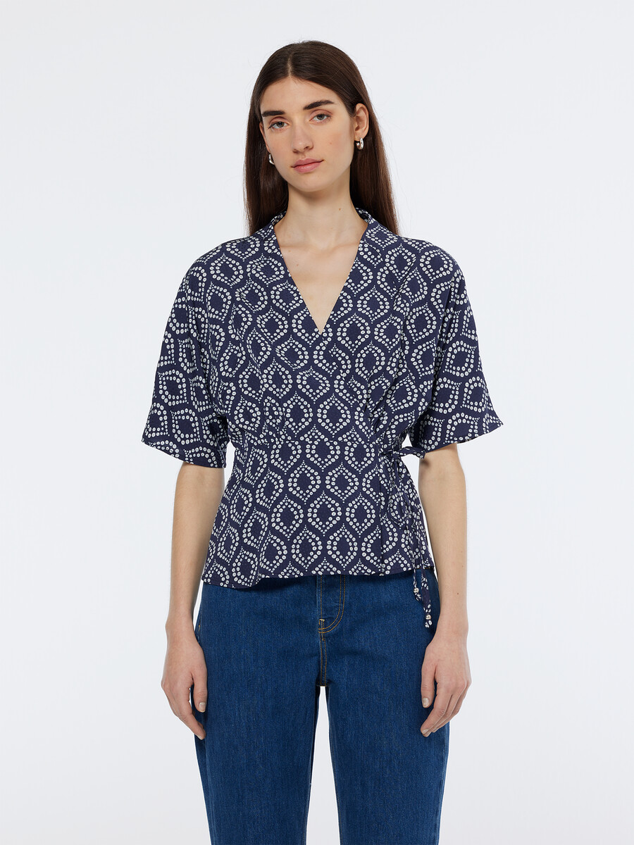 top cruzado de jacquard