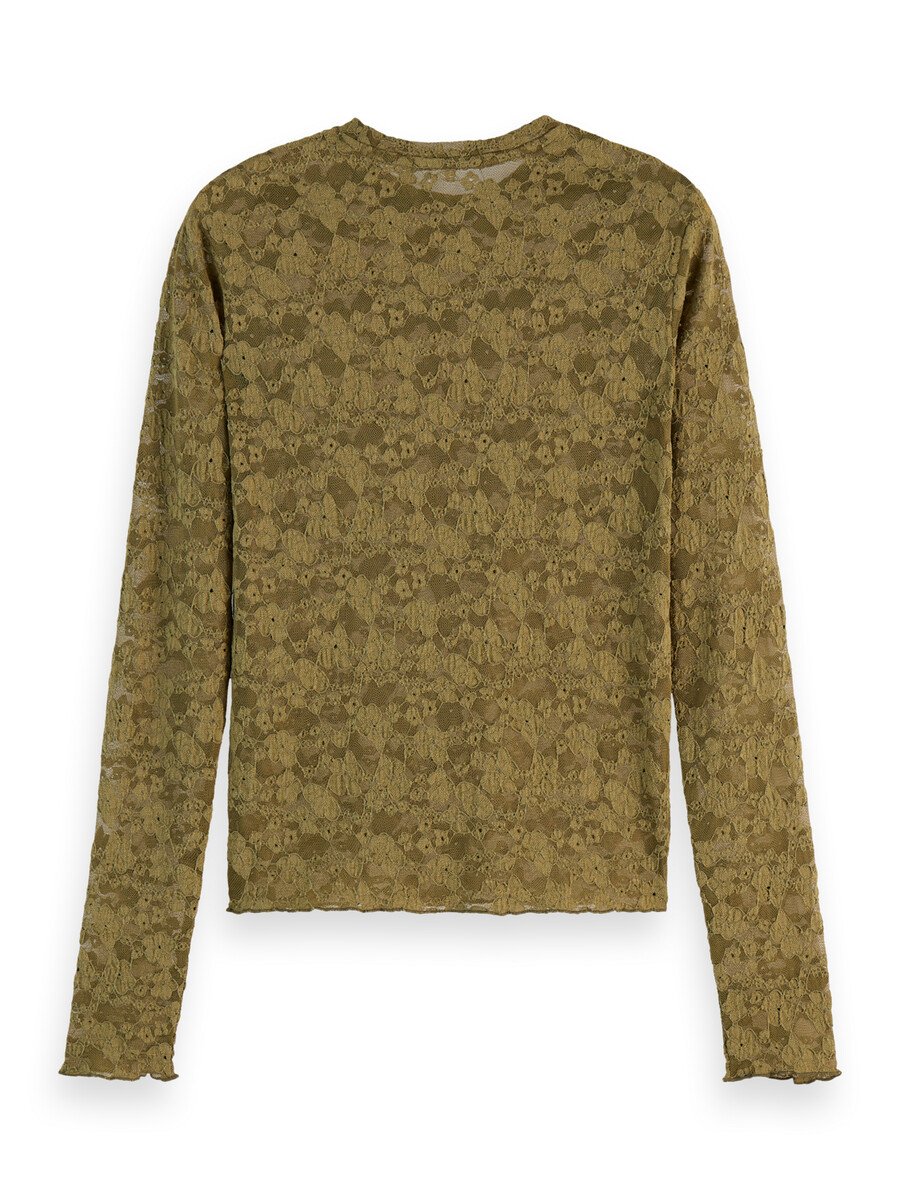 camisa de manga larga con encaje floral